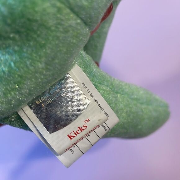 1999 Ty Beanie Baby Kicks the Green Soccer Bear Excellent Used Condition 9” long - Picture 7 of 8